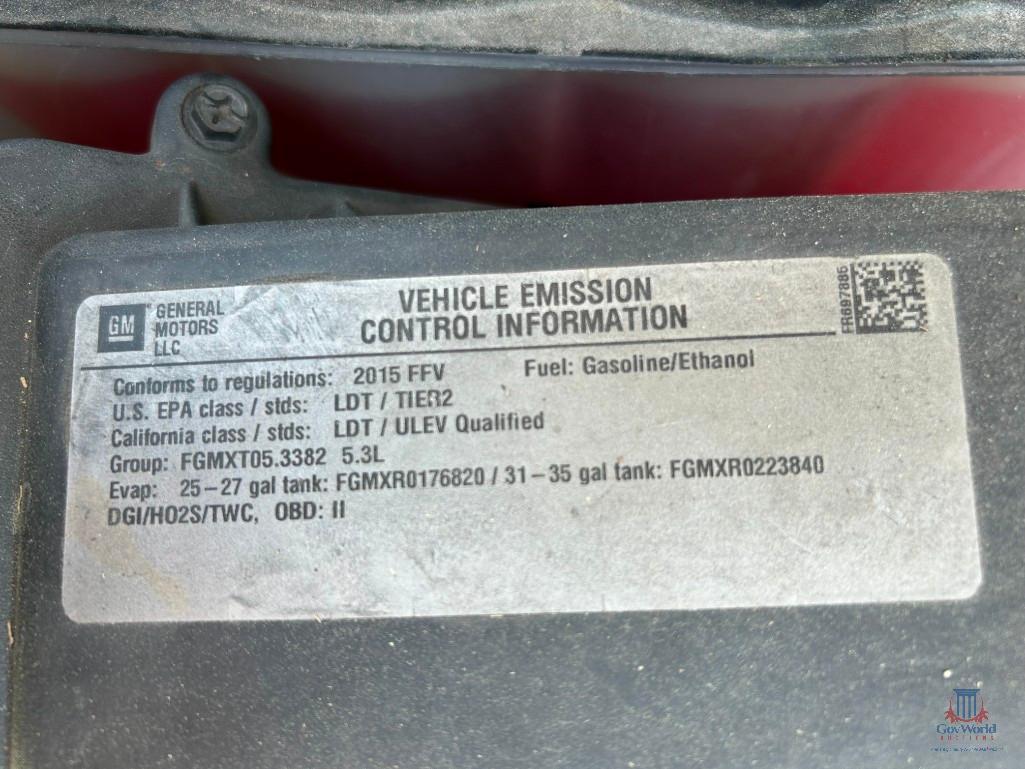 2015 Chevrolet Tahoe Multipurpose Vehicle (MPV), VIN # 1GNSK2EC1FR697885