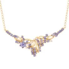 Plated 18KT Yellow Gold 2.55ctw Tanzanite and Diamond Pendant with Chain