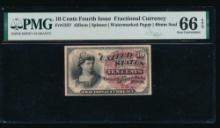 10 Cent Fourth Issue Watermarked Papewr Fractional PMG 66EPQ