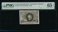 5 Cent Second Issue Fractional PMG 65EPQ