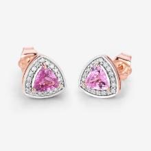 14KT Rose Gold 1.05ctw Pink Sapphire and White Diamond Earrings
