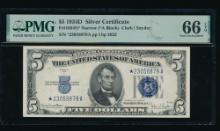 1934D $5 STAR Silver Certificate PMG 66EPQ