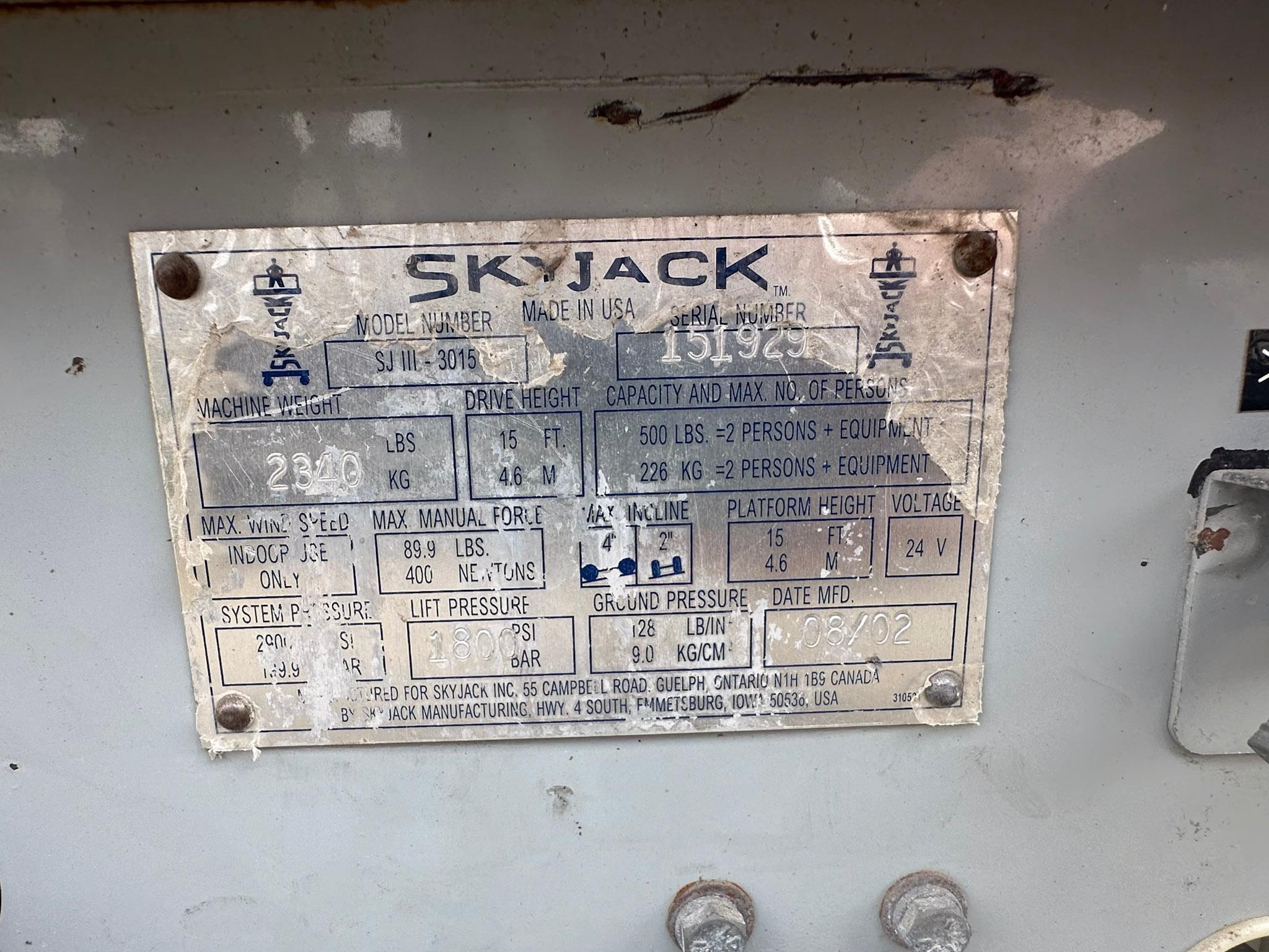 SkyJack SJIII 3015 Scissor Lift