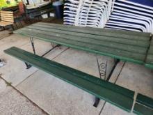 Wrought Iron and Wood Picnic Table (located off-site, please read description)