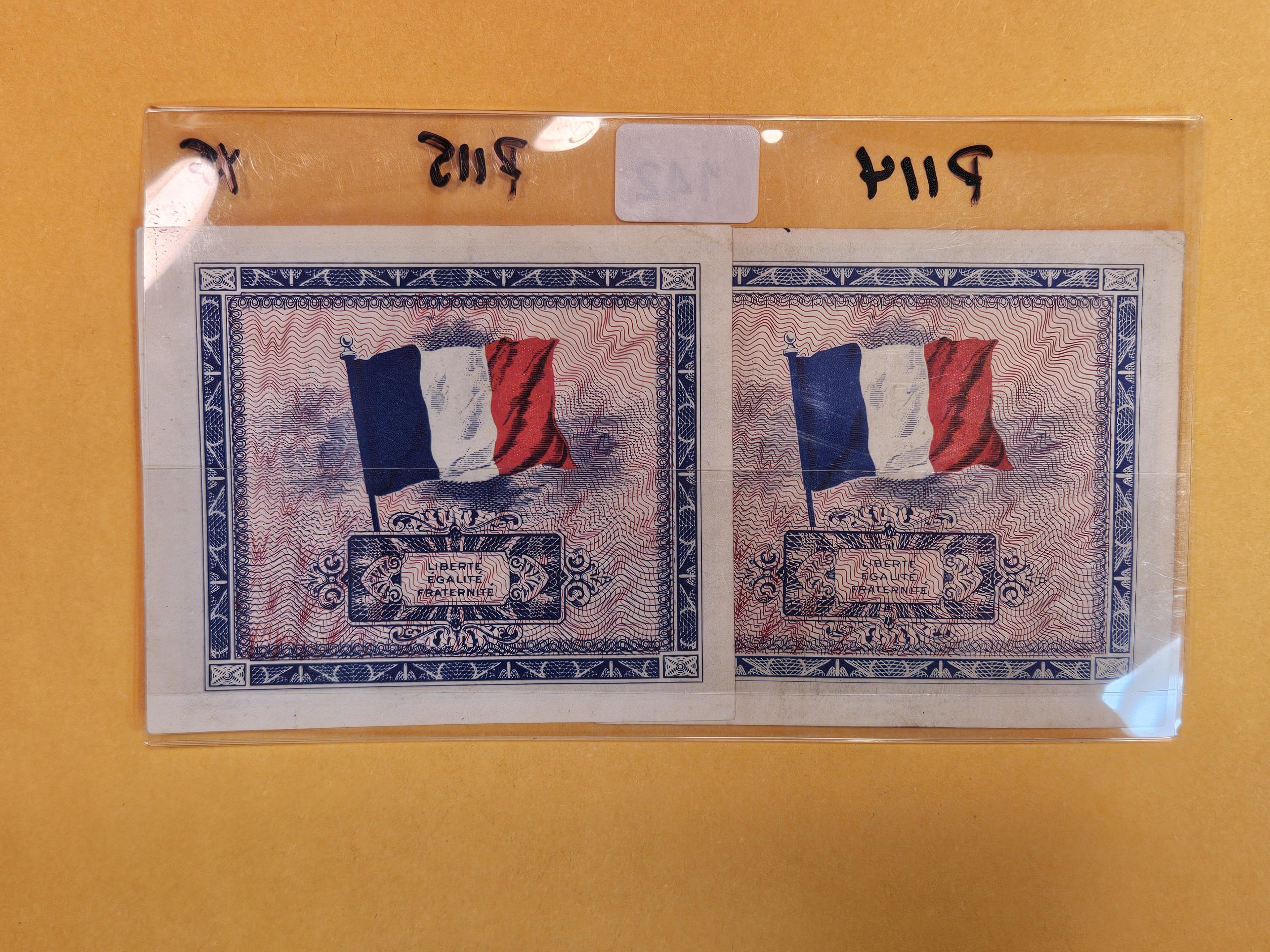 Two nice France 2 and 5 francs in Extra Fine