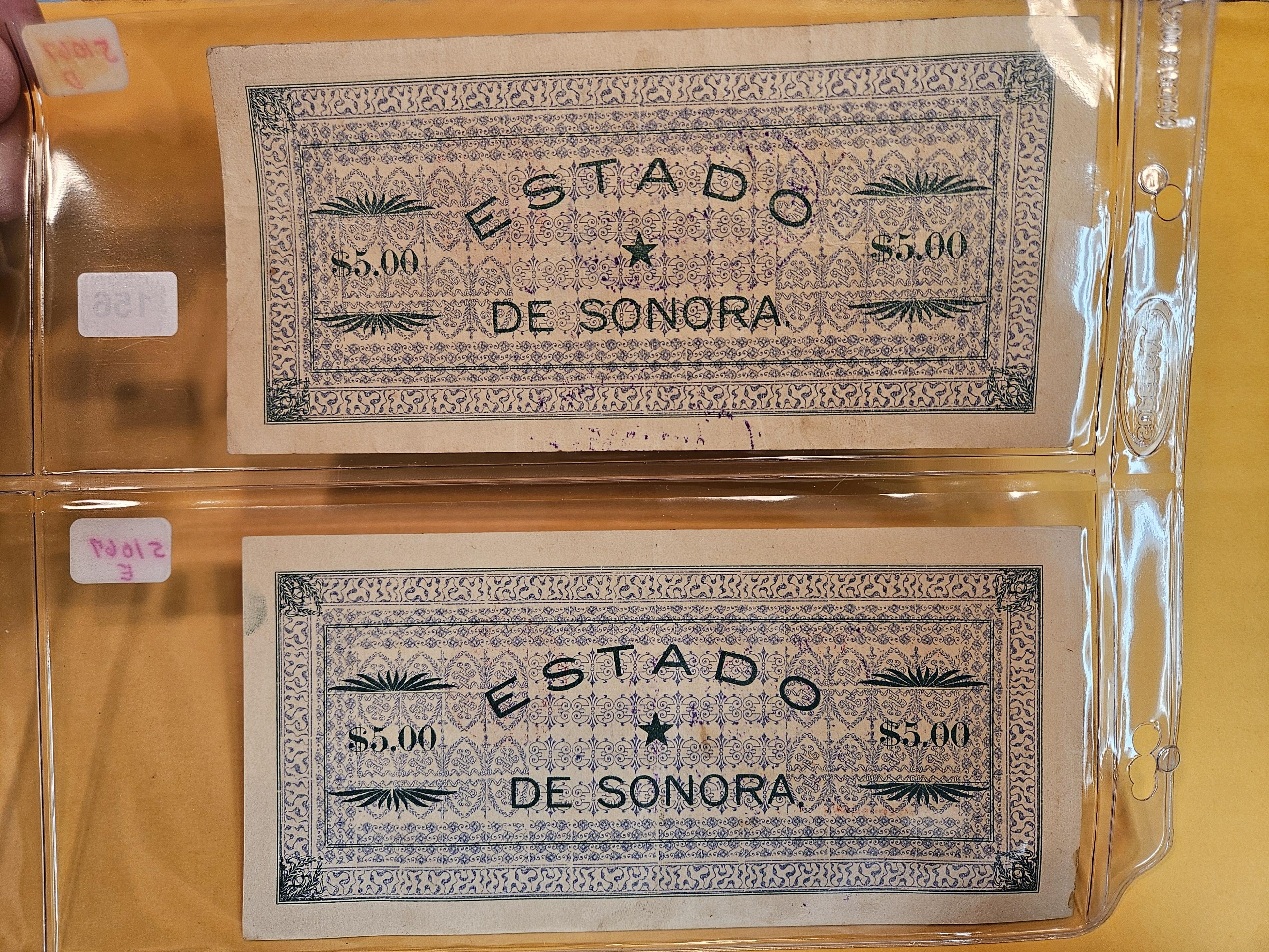 Two very cool 1913 El Estado De Sonora (Mexico) $5.00