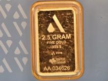 GOLD! ACRE two and a half gram .9999 fine gold bar