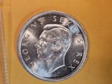 Very Choice Brilliant uncirculated 1949 South Africa silver 5 shillings