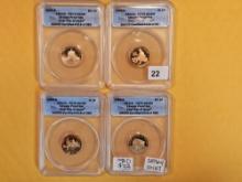 PERFECT SET! ANACS 2009 four-coin set in Proof 70 Deep Cameo