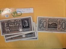 Twenty-one German 50 reichsmark Notes