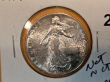 Choice Brilliant Uncirculated 1917 France silver 2 francs