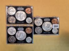 Three Brilliant Uncirculated 1964 Year Coin sets