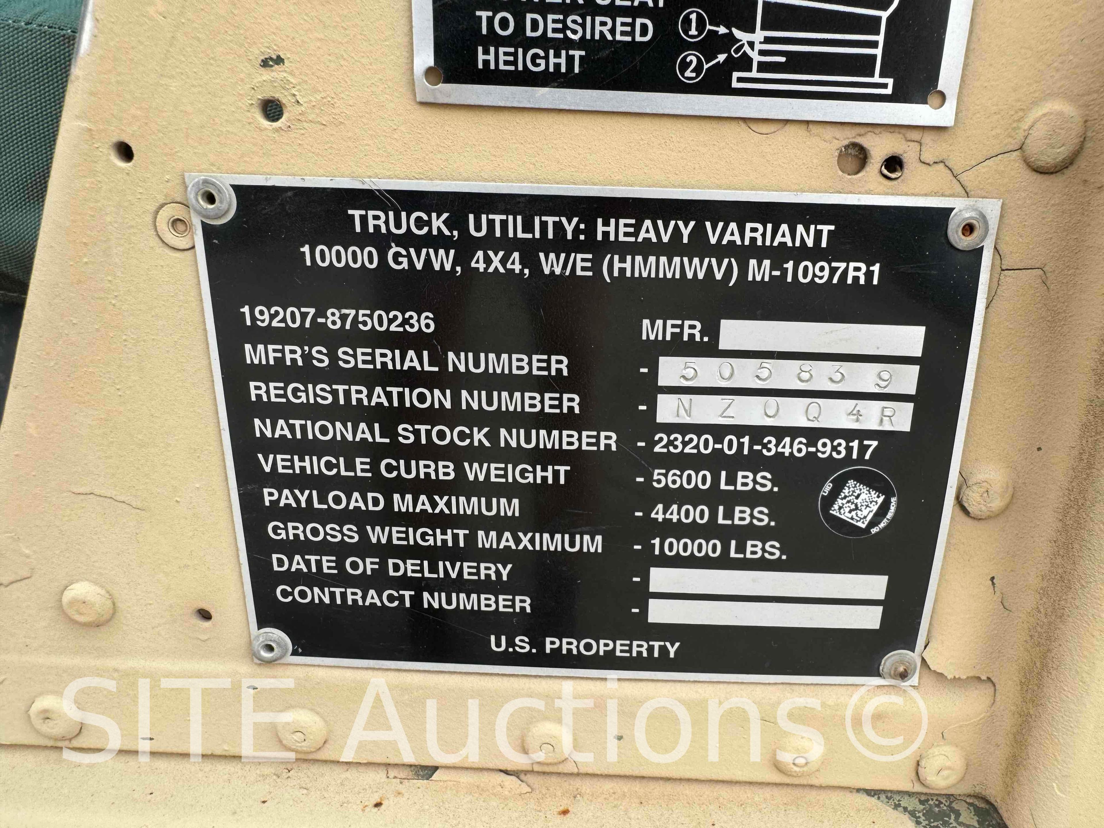 HMMWV M-1097R1 4x4 Military Truck