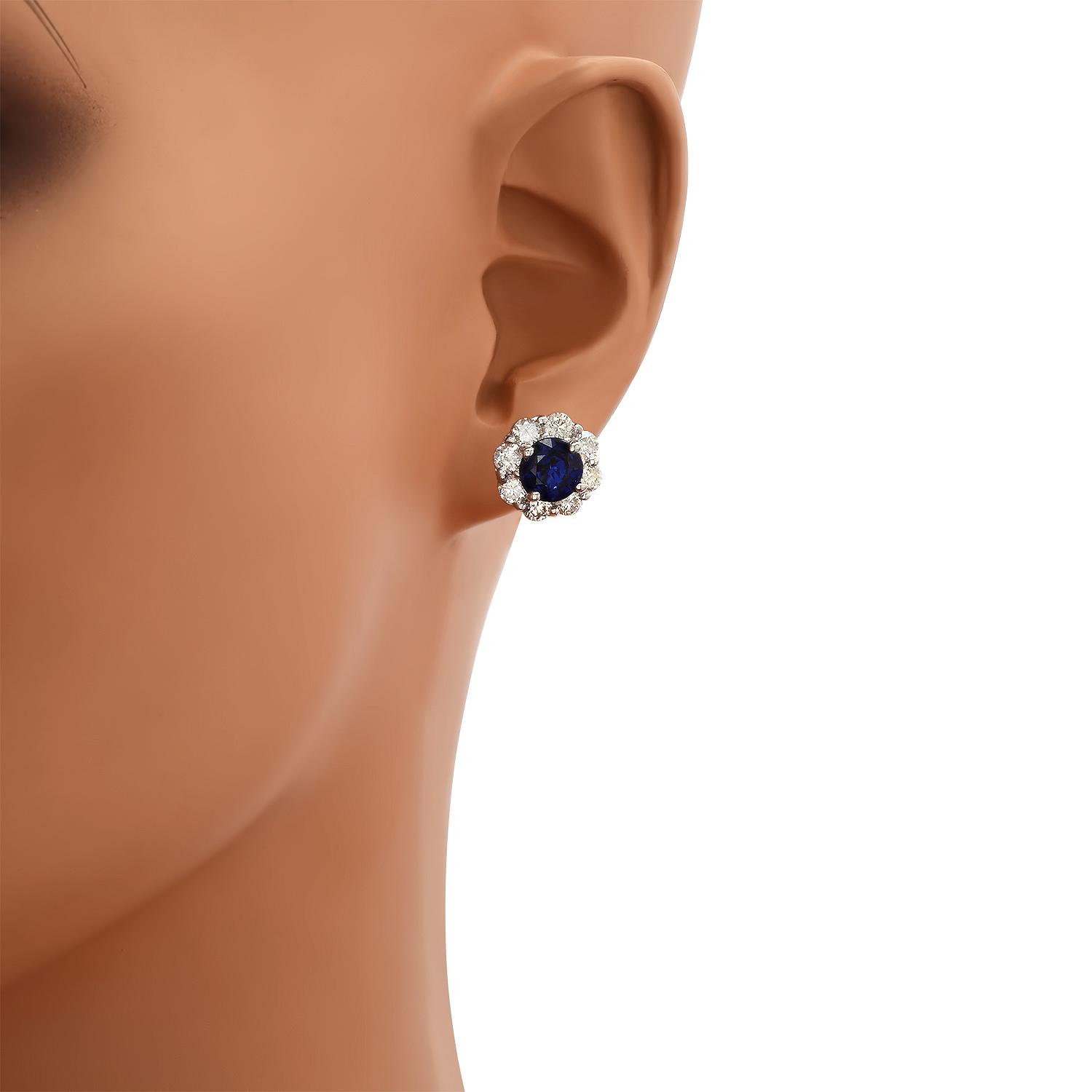 14K White Gold Setting with 1.01ct Sapphire and 0.68ct Diamond Earrings