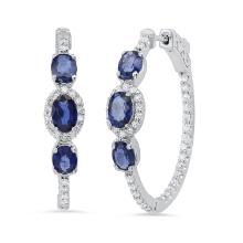 14K White Gold Setting with 2.98ct Sapphire and 1.08ct Diamond Earrings