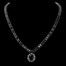 14K Gold 67.77ct Sapphire 0.87ct Diamond Necklace