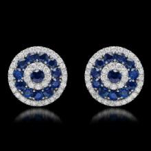14K White Gold 4.54ct Sapphire and 1.66ct Diamond Earrings