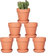 4 Inch Terracotta Pot with Saucer - 6 Pack Small Clay Plant Pots w/Drainage Holes, Retail $30.00