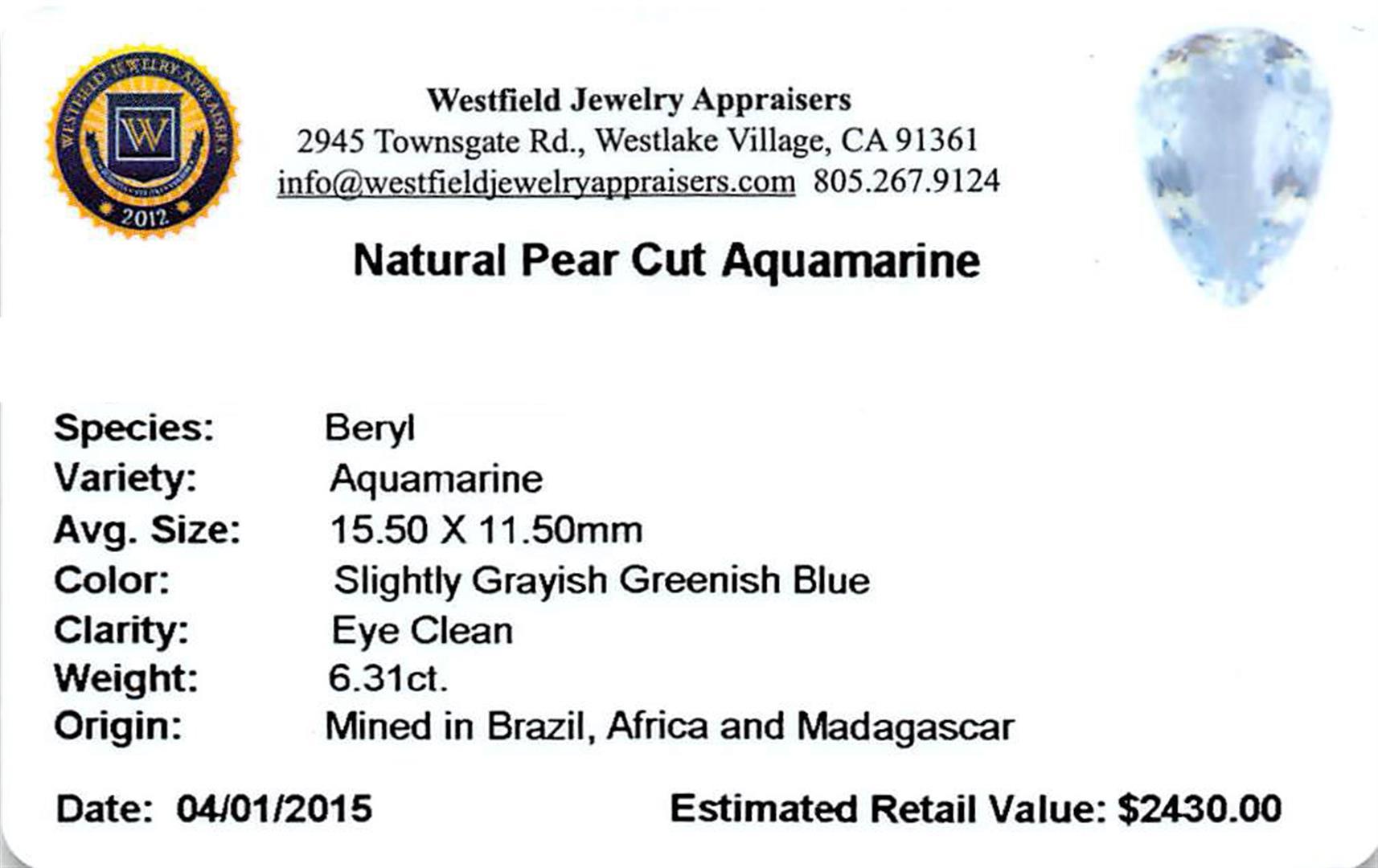 6.31 ctw Pear Aquamarine Parcel