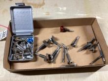Box lot of router bits and Forstner bits