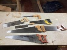 Box lot of hand saws