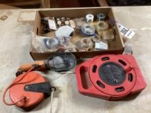 Box lot of cord real, dremel bits, Miscellaneous wire