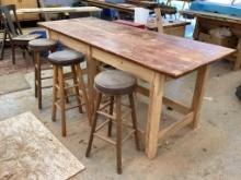 33" X 84" Workbench with 3 Bar Stools