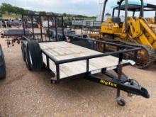 2020 Big Tex 77" X 14' 60PI Utility Trailer with Pipe Top Rail and Fold-Up Ramp VIN 89642 Title, $25