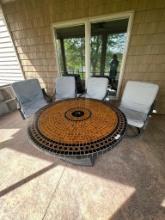 HEAVY OUTDOOR TABLE WITH 4 SWIVEL CHAIRS