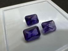 3x Emerald Cut Purple Tourmaline Gemstones 4.45 Ct