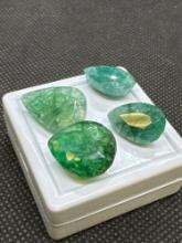 4x Pair Cut Green Emerald Gemstones 38.05 CT