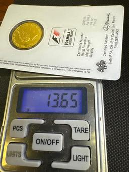 PAMP Formula 1 1/4 Oz 999.9 Fine Gold $25 Bullion Coin