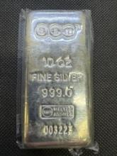 SAM 10 Troy Oz 999.9 Fine Silver Bullion Bar