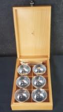 Pampaloni tripleplate silver cup and spoon set 6ea. in wooden box