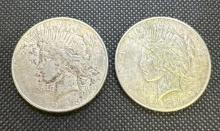 2x 1923- S/D Silver Peace Dollars 90% Silver Coins 1.88 Oz