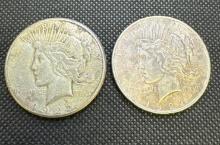 2x 1922 Silver Peace Dollars 90% Silver Coin 1.88 Oz
