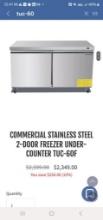 COMMERCIAL STAINLESS STEEL 2-DOOR FREEZER UNDER-COUNTER TUC-60F NIB
