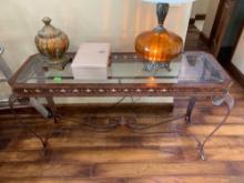 iron and glass entry table