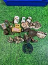 wolf figures, brass figures and cups