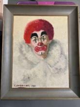 vintage 1960 romberger clown painting