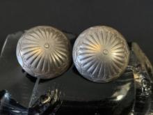 Large Sterling Silver Button Earrings