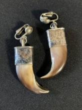 Sterling Silver and Bear Claw Clip Earrings
