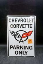 "Chevrolet Corvette Parking Only" Metal Sign