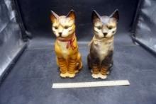 2 - Cat Statues (Small Chip On Ear)