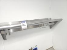 Stainless steel wall shelf with pot and pan holder with 9 hooks