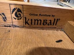 Kimball Heavy Solid Oak L-Shaped Office Desk