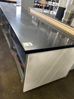 126 in. x 36 in. Black Stone Top Counter with Stainless Steel Interior