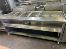 88 in. 6 Pan Electric Steam Table on Casters As Is.