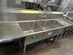ACE 90 in. Stainless Steel 3 Tub Sink