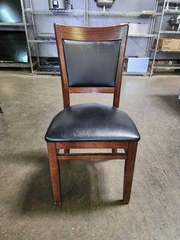 Wood Frame Dining Chairs with Black Seat and Back Cushions
